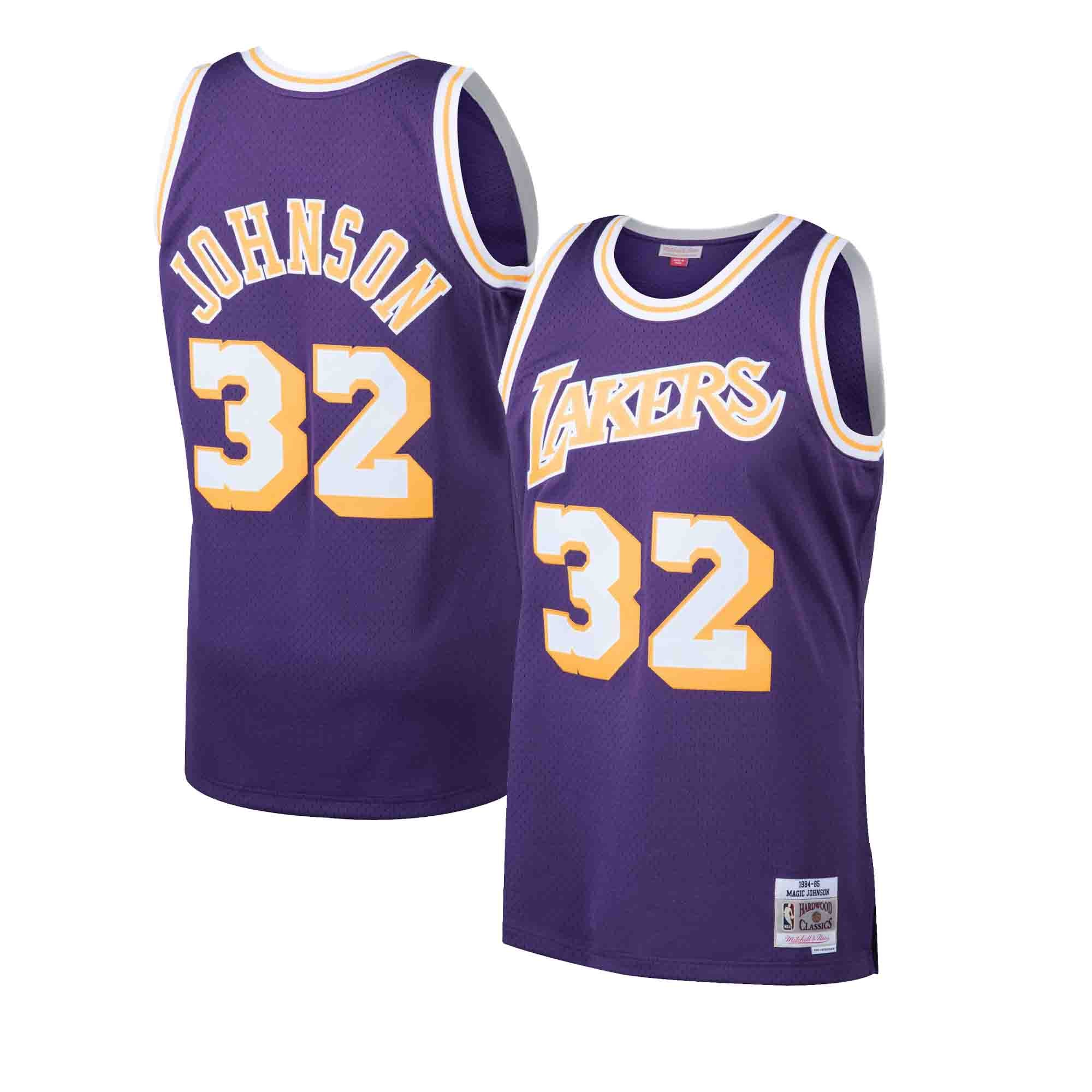 Magic Johnson #32 Los Angeles Lakers NBA Finals Sand-knit Jersey LG L