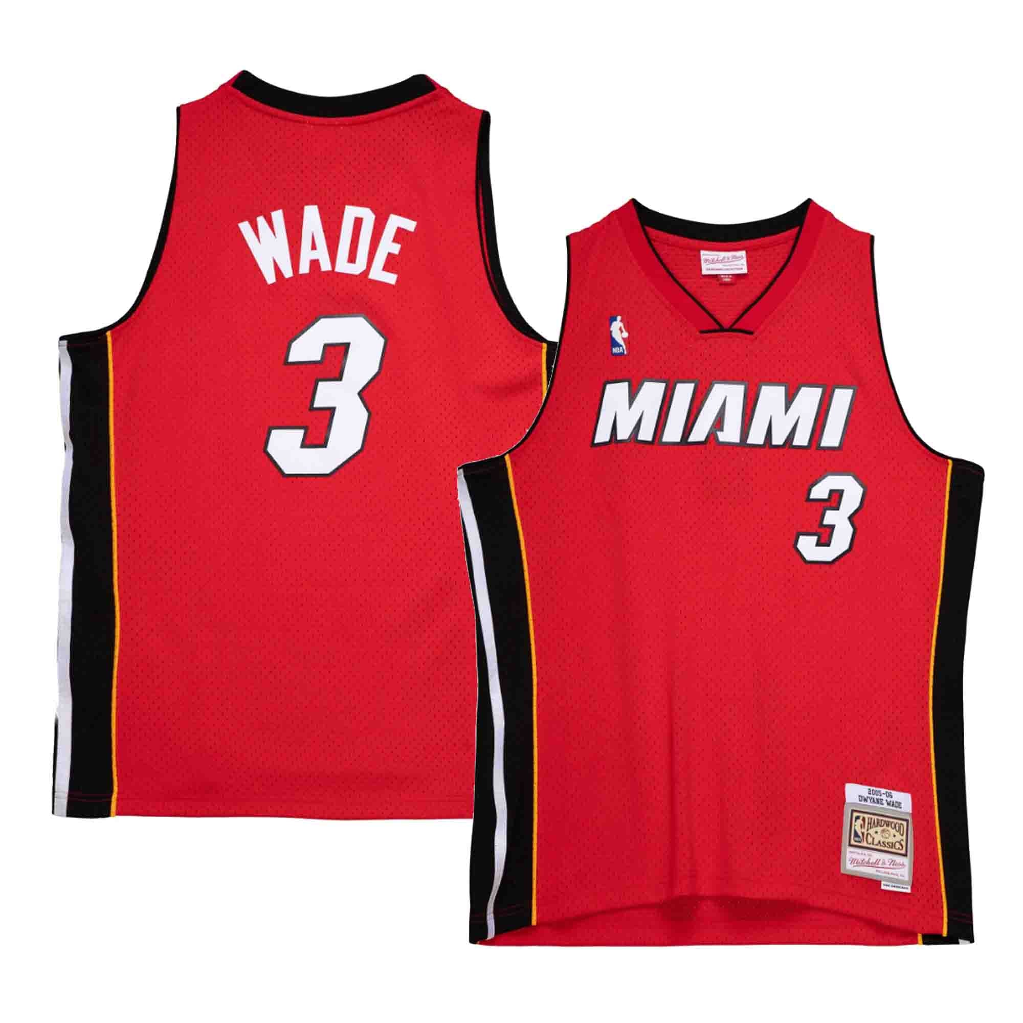 Mitchell & Ness Men's 2005 Miami Heat Dwyane Wade #3 Red Hardwood Classics Authentic  Jersey