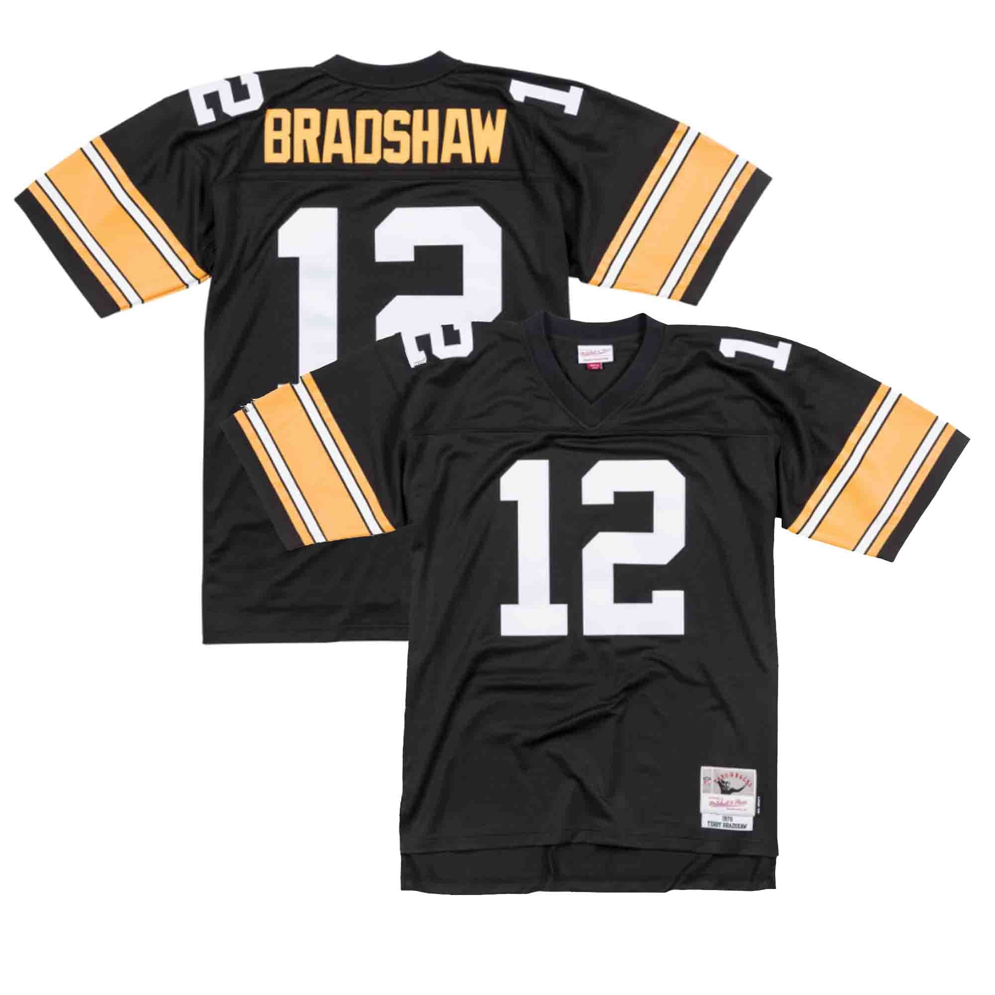 Mitchell & Ness Men's Pittsburgh Steelers Terry Bradshaw #12 1976 Black  Throwback Jersey