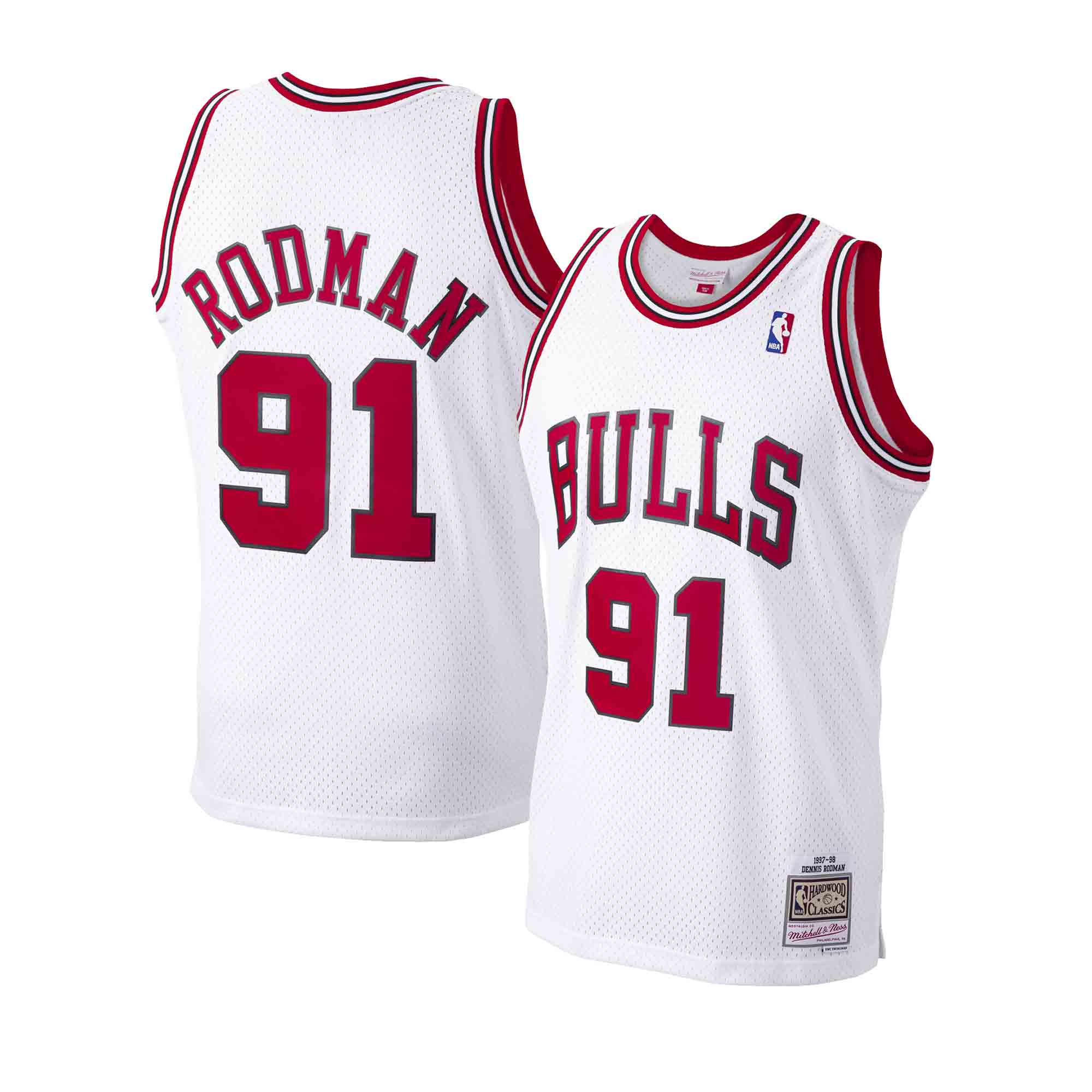  Mitchell & Ness White NBA Chicago Bulls #91 Dennis