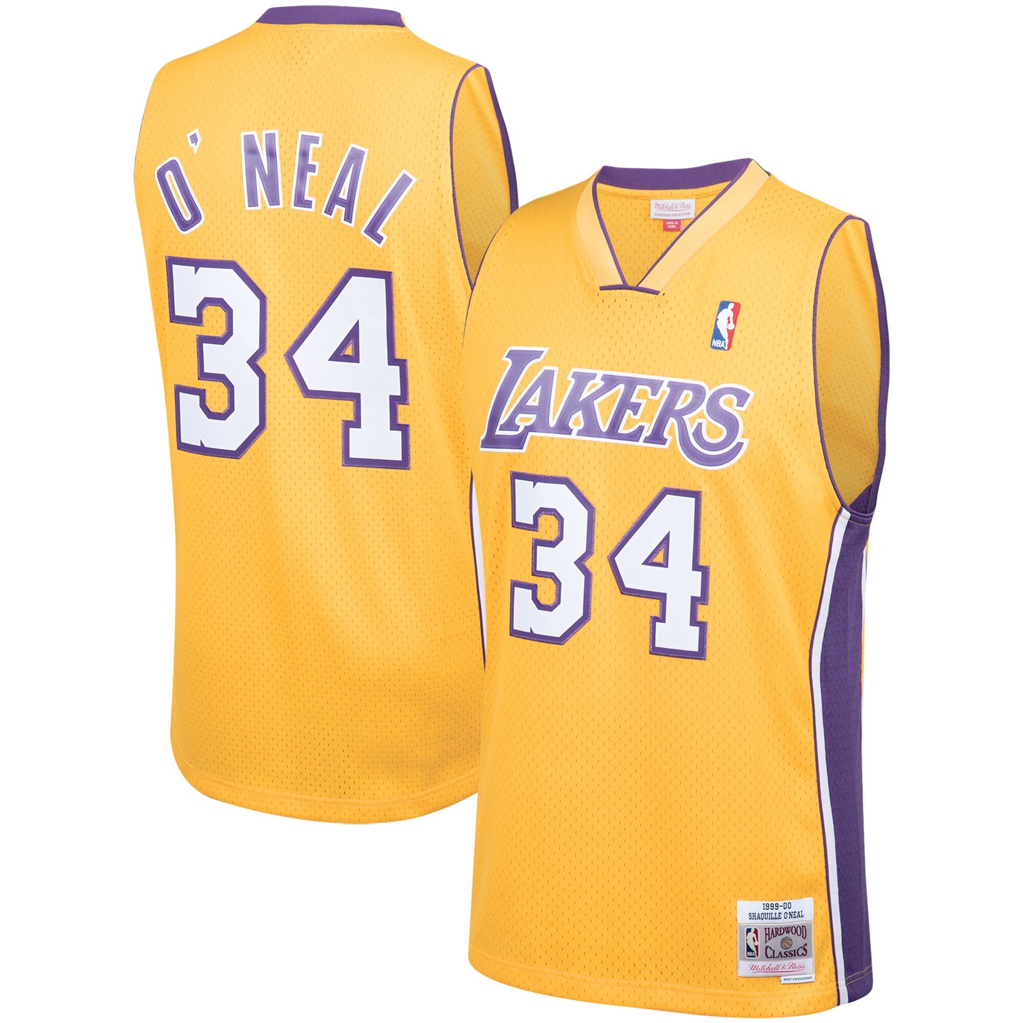 Maillot De Basket Enfant Los Angeles Lakers Shaquille O'Neal 34# Platinum  Hardwood Classics Swingman