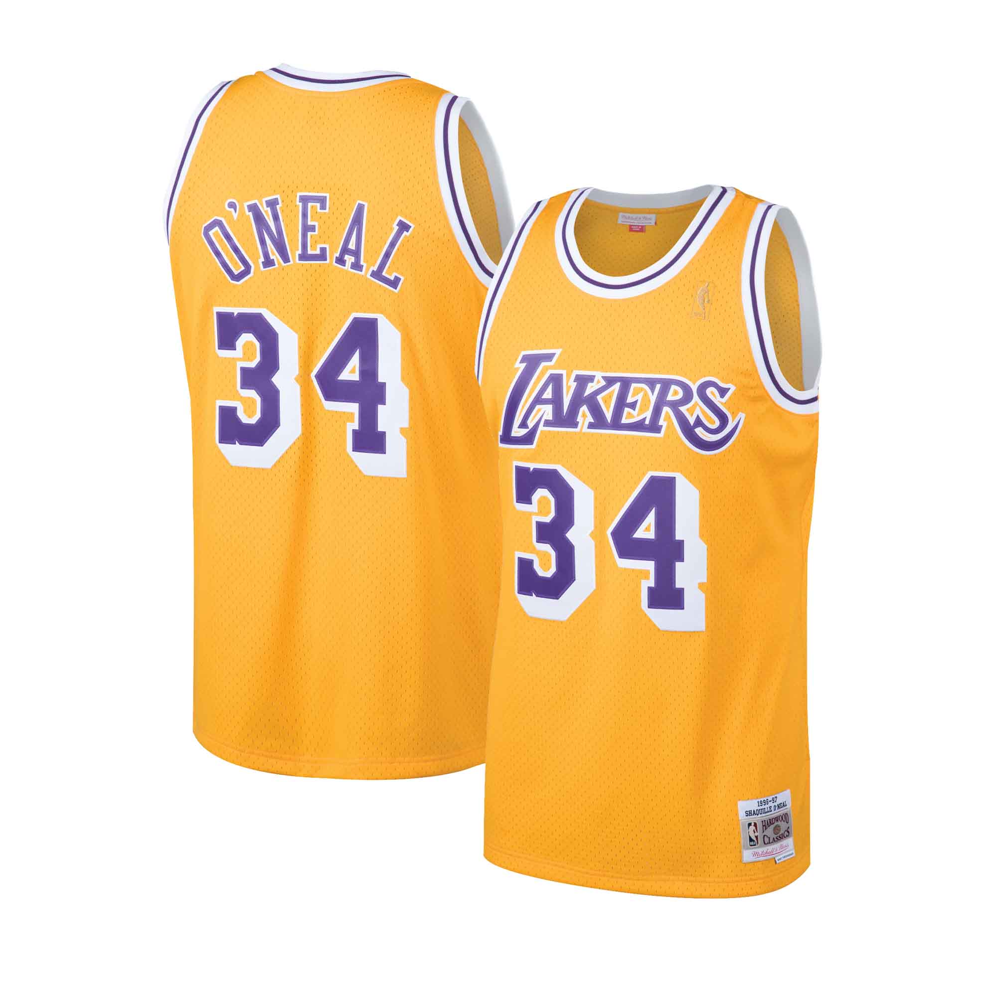 Women's Los Angeles Lakers Shaquille O'Neal Mitchell & Ness Gold 1999  Hardwood Classics Name & Number Player Jersey Dress