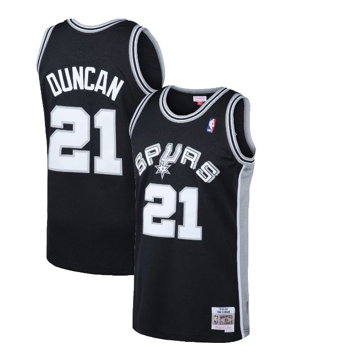 San Antonio Spurs Men's Mitchell and Ness Year of the Rabbit #21 Tim Duncan  Jersey - Gray