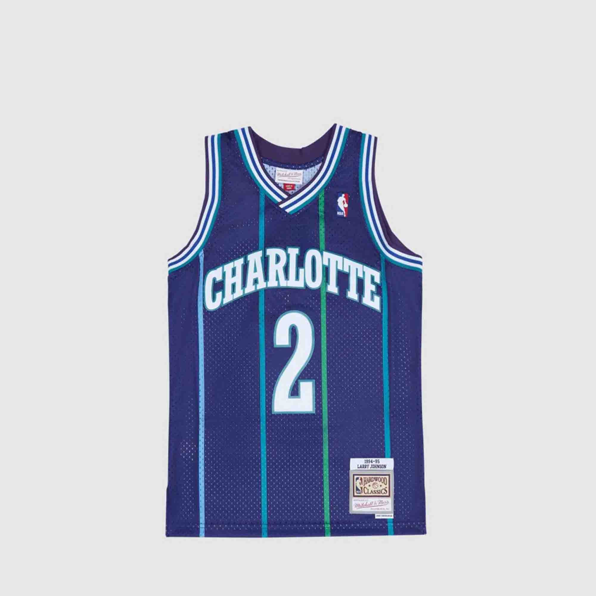 Top NBA Charlotte Hornets Larry Johnson #2 Mitchell & Ness Jersey 2XL