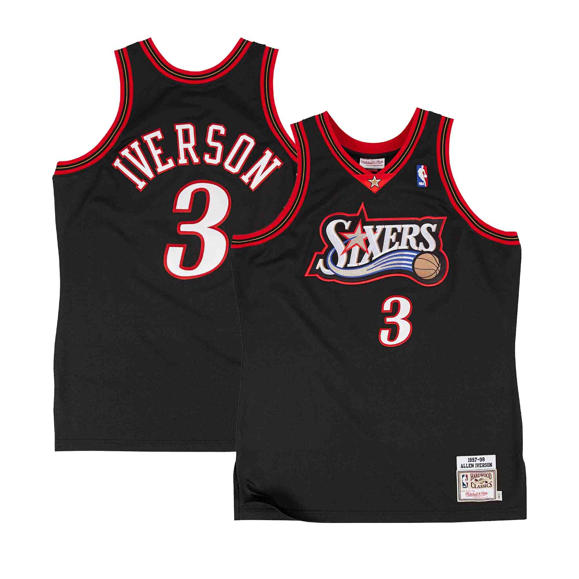 Retro Philadelphia 76ers Iverson #3 Big Meteor White NBA Jersey - Kitsociety