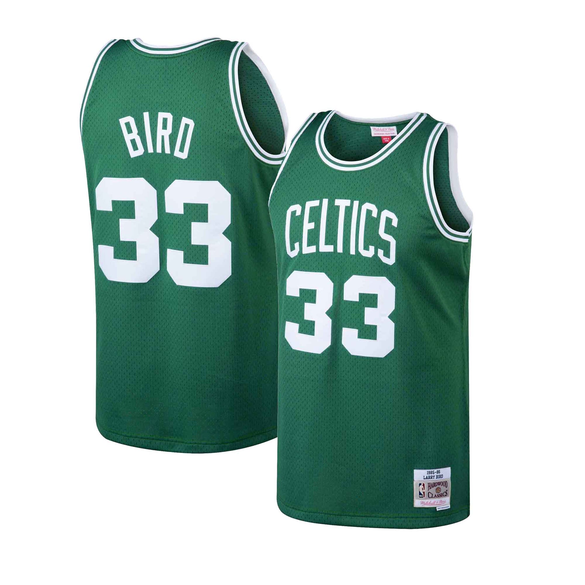 Boston Celtics Larry Bird Autographed Authentic Green Mitchell