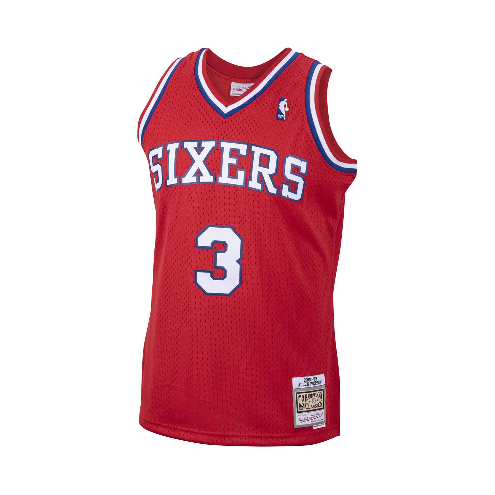 Men's Mitchell & Ness Allen Iverson Red Philadelphia 76ers Hardwood Classics Authentic Jersey Size: 3XL